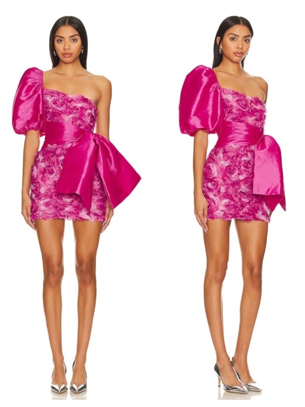 For Love & Lemons Taya Taffeta One Shoulder Bow Dress Large NWT